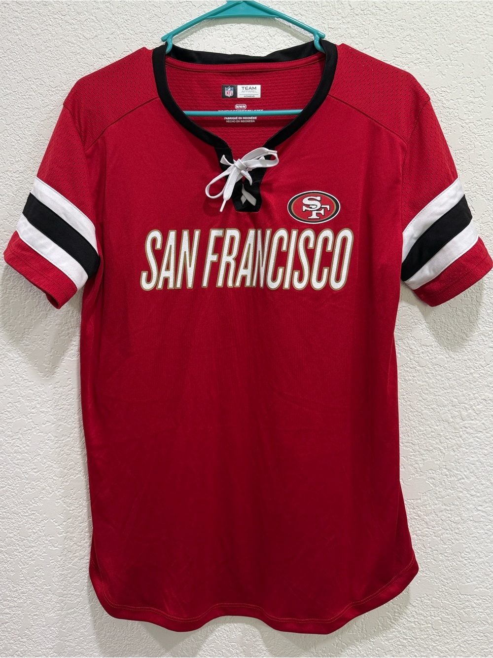 NFL San Francisco Red Lace-Up Fan Jersey with Black & White Accents